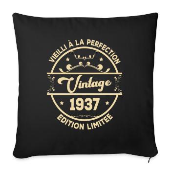 Vintage 1937 Idée Cadeau D Anniversaire Rétro 1937 - Housse de coussin décorative 45 x 45 cm - noir - Devant