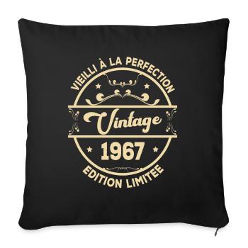 Vintage 1967 Idée Cadeau D Anniversaire Rétro 1967 - Housse de coussin décorative 45 x 45 cm - noir - Devant