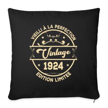 Vintage 1924 Idée Cadeau D Anniversaire Rétro 1924 - Housse de coussin décorative 45 x 45 cm - noir - Devant