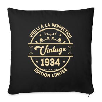 Vintage 1934 Idée Cadeau D Anniversaire Rétro 1934 - Housse de coussin décorative 45 x 45 cm - noir - Devant