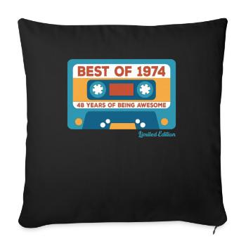 1974 Vintage Vintage Retro Cadeau D’anniversaire - Housse de coussin décorative 45 x 45 cm - noir - Devant