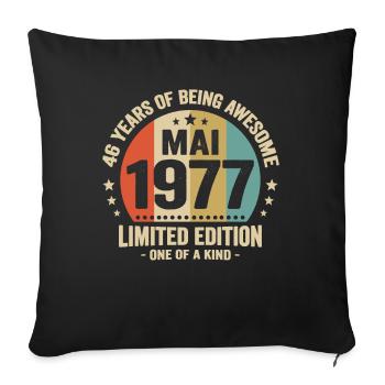 May 1977 46 Years Anniversary Vintage Gift Idea - Sofa pillowcase 17,3'' x 17,3'' (45 x 45 cm) - black - Front