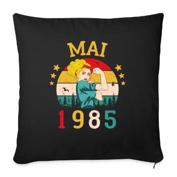 May 1985 Anniversary Vintage Happy Birthday - Sofa pillowcase 17,3'' x 17,3'' (45 x 45 cm) - black - Front