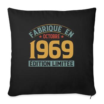 Fabriqué En Octobre 1969 Édition Limitée - Housse de coussin décorative 45 x 45 cm - noir - Devant