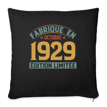 Fabriqué En Octobre 1929 Édition Limitée - Housse de coussin décorative 45 x 45 cm - noir - Devant