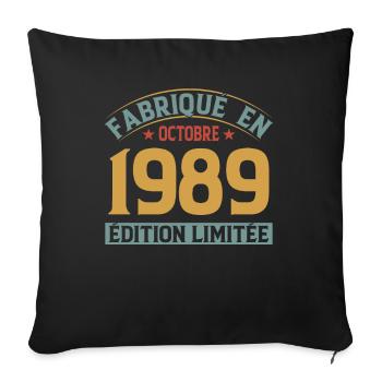 Fabriqué En Octobre 1989 Édition Limitée - Housse de coussin décorative 45 x 45 cm - noir - Devant