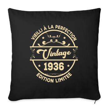 Vintage 1936 Idée Cadeau D Anniversaire Rétro 1936 - Housse de coussin décorative 45 x 45 cm - noir - Devant
