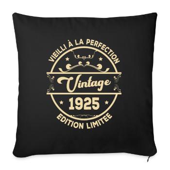 Vintage 1925 Idée Cadeau D Anniversaire Rétro 1925 - Housse de coussin décorative 45 x 45 cm - noir - Devant