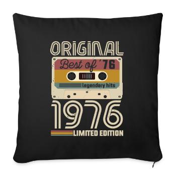 Vintage Geburtstag Original Geschenkidee 1976 - Sofakissenbezug 45 x 45 cm - Schwarz - Vorne