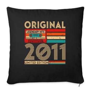 Original Vintage Geburtstag Geschenkidee 2011 - Sofakissenbezug 45 x 45 cm - Schwarz - Vorne