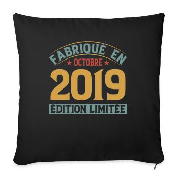 Hergestellt im Oktober 2019 limitierte Auflage - Sofakissenbezug 45 x 45 cm - Schwarz - Vorne