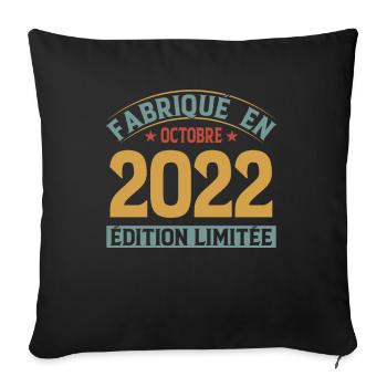 Hergestellt im Oktober 2022 limitierte Auflage - Sofakissenbezug 45 x 45 cm - Schwarz - Vorne