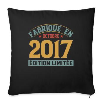 Fabriqué En Octobre 2017 Édition Limitée - Housse de coussin décorative 45 x 45 cm - noir - Devant