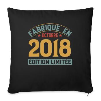 Fabriqué En Octobre 2018 Édition Limitée - Housse de coussin décorative 45 x 45 cm - noir - Devant
