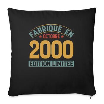 Fabriqué En Octobre 2000 Édition Limitée - Housse de coussin décorative 45 x 45 cm - noir - Devant
