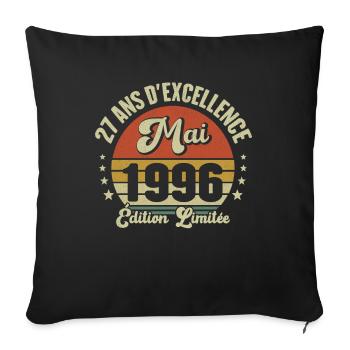 May 1996 27 Years Anniversary Vintage Gift Idea - Sofa pillowcase 17,3'' x 17,3'' (45 x 45 cm) - black - Front