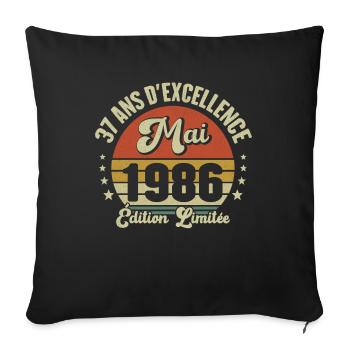 May 1986 37 Years Anniversary Vintage Gift Idea - Sofa pillowcase 17,3'' x 17,3'' (45 x 45 cm) - black - Front