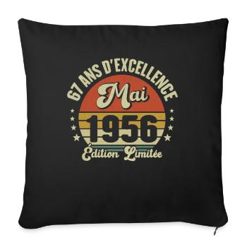 May 1956 67 Years Anniversary Vintage Gift Idea - Sofa pillowcase 17,3'' x 17,3'' (45 x 45 cm) - black - Front