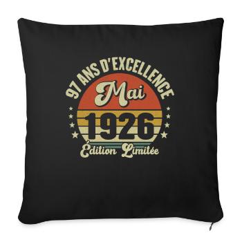 May 1926 97 Years Anniversary Vintage Gift Idea - Sofa pillowcase 17,3'' x 17,3'' (45 x 45 cm) - black - Front