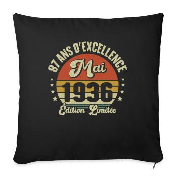 May 1936 87 Years Anniversary Vintage Gift Idea - Sofa pillowcase 17,3'' x 17,3'' (45 x 45 cm) - black - Front