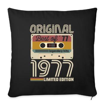 Vintage Geburtstag Original Geschenkidee 1977 - Sofakissenbezug 45 x 45 cm - Schwarz - Vorne