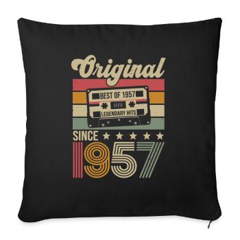 Vintage Geburtstag Original Geschenkidee 1957 - Sofakissenbezug 45 x 45 cm - Schwarz - Vorne