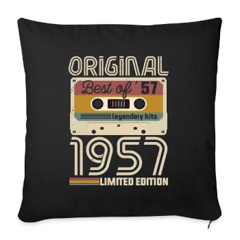 Vintage Geburtstag Original Geschenkidee 1957 - Sofakissenbezug 45 x 45 cm - Schwarz - Vorne