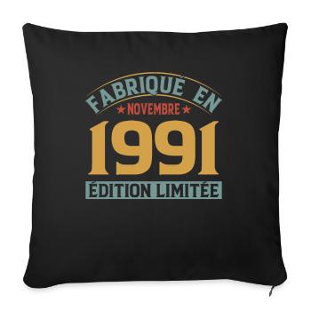 Fabriqué En Novembre 1991 Édition Limitée - Housse de coussin décorative 45 x 45 cm - noir - Devant