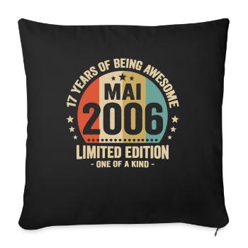 Mai 2006 17 Ans Anniversaire Vintage Idée Cadeau - Housse de coussin décorative 45 x 45 cm - noir - Devant