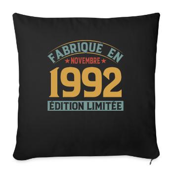 Fabriqué En Novembre 1992 Édition Limitée - Housse de coussin décorative 45 x 45 cm - noir - Devant