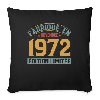 Fabriqué En Novembre 1972 Édition Limitée - Housse de coussin décorative 45 x 45 cm - noir - Devant