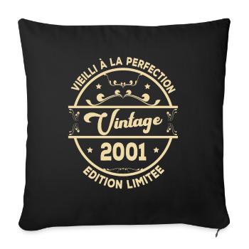 Vintage 2001 Idée Cadeau D Anniversaire Rétro 2001 - Housse de coussin décorative 45 x 45 cm - noir - Devant
