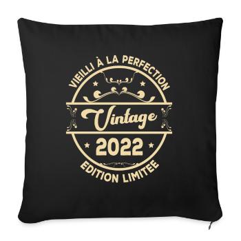Vintage 2022 Idée Cadeau D Anniversaire Rétro 2022 - Housse de coussin décorative 45 x 45 cm - noir - Devant