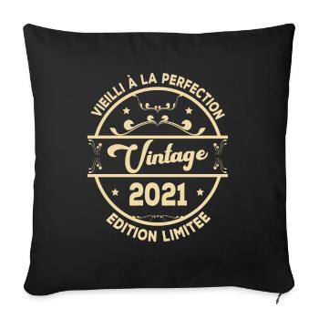 Vintage 2021 Idée Cadeau D Anniversaire Rétro 2021 - Housse de coussin décorative 45 x 45 cm - noir - Devant