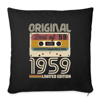 Vintage Geburtstag Original Geschenkidee 1959 - Sofakissenbezug 45 x 45 cm - Schwarz - Vorne
