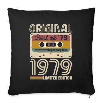 Vintage Geburtstag Original Geschenkidee 1979 - Sofakissenbezug 45 x 45 cm - Schwarz - Vorne