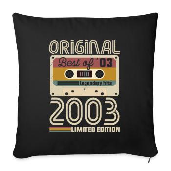 Vintage Geburtstag Original Geschenkidee 2003 - Sofakissenbezug 45 x 45 cm - Schwarz - Vorne