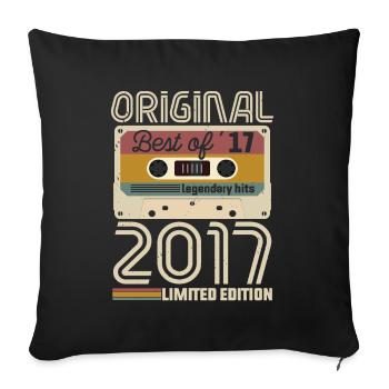 Vintage Geburtstag Original Geschenkidee 2017 - Sofakissenbezug 45 x 45 cm - Schwarz - Vorne