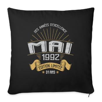 Mai 1992 31 Ans Anniversaire Vintage Idée Cadeau - Housse de coussin décorative 45 x 45 cm - noir - Devant
