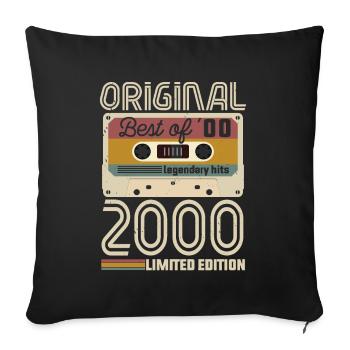Vintage Geburtstag Original Geschenkidee 2000 - Sofakissenbezug 45 x 45 cm - Schwarz - Vorne