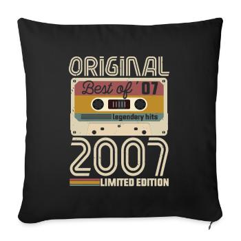 Vintage Geburtstag Original Geschenkidee 2007 - Sofakissenbezug 45 x 45 cm - Schwarz - Vorne