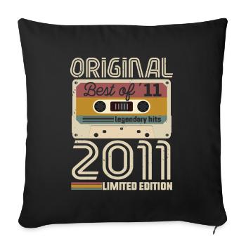 Vintage Geburtstag Original Geschenkidee 2011 - Sofakissenbezug 45 x 45 cm - Schwarz - Vorne