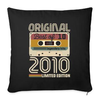 Vintage Geburtstag Original Geschenkidee 2010 - Sofakissenbezug 45 x 45 cm - Schwarz - Vorne