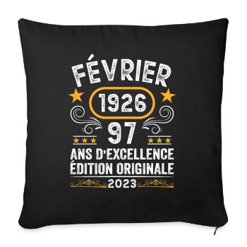 Anniversaire Vintage Idée Cadeau Février 1926 97 - Housse de coussin décorative 45 x 45 cm - noir - Devant