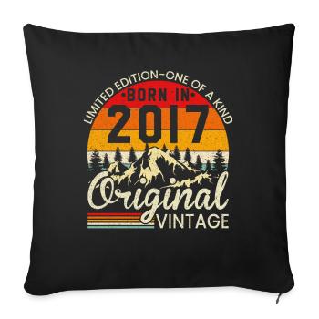 Unique in its kind born in 2017 Original vintage - Sofa pillowcase 17,3'' x 17,3'' (45 x 45 cm) - black - Front