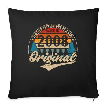 Original Vintage Geburtstag Geschenkidee 2008 - Sofakissenbezug 45 x 45 cm - Schwarz - Vorne