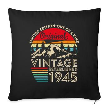 Original vintage established in 1945 anniversary - Sofa pillowcase 17,3'' x 17,3'' (45 x 45 cm) - black - Front