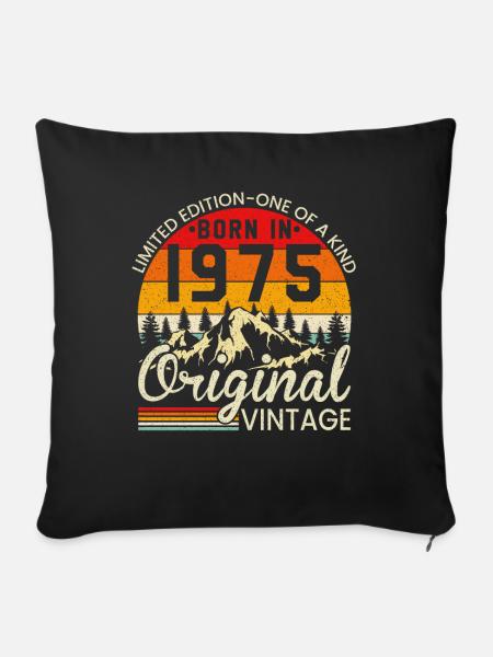 Einzigartig in seiner Art geboren 1975 Original vintage - Sofakissenbezug 45 x 45 cm - Schwarz