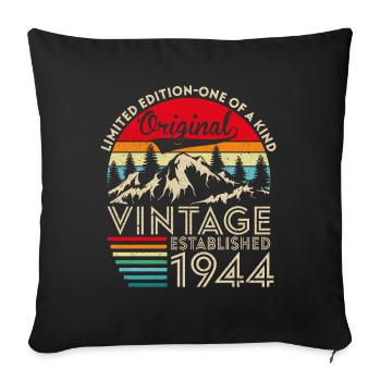 Original Vintage Établi En 1944 Anniversaire - Housse de coussin décorative 45 x 45 cm - noir - Devant