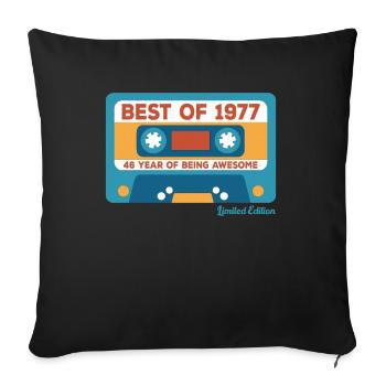 1977 Vintage Vintage Retro Cadeau D’anniversaire - Housse de coussin décorative 45 x 45 cm - noir - Devant